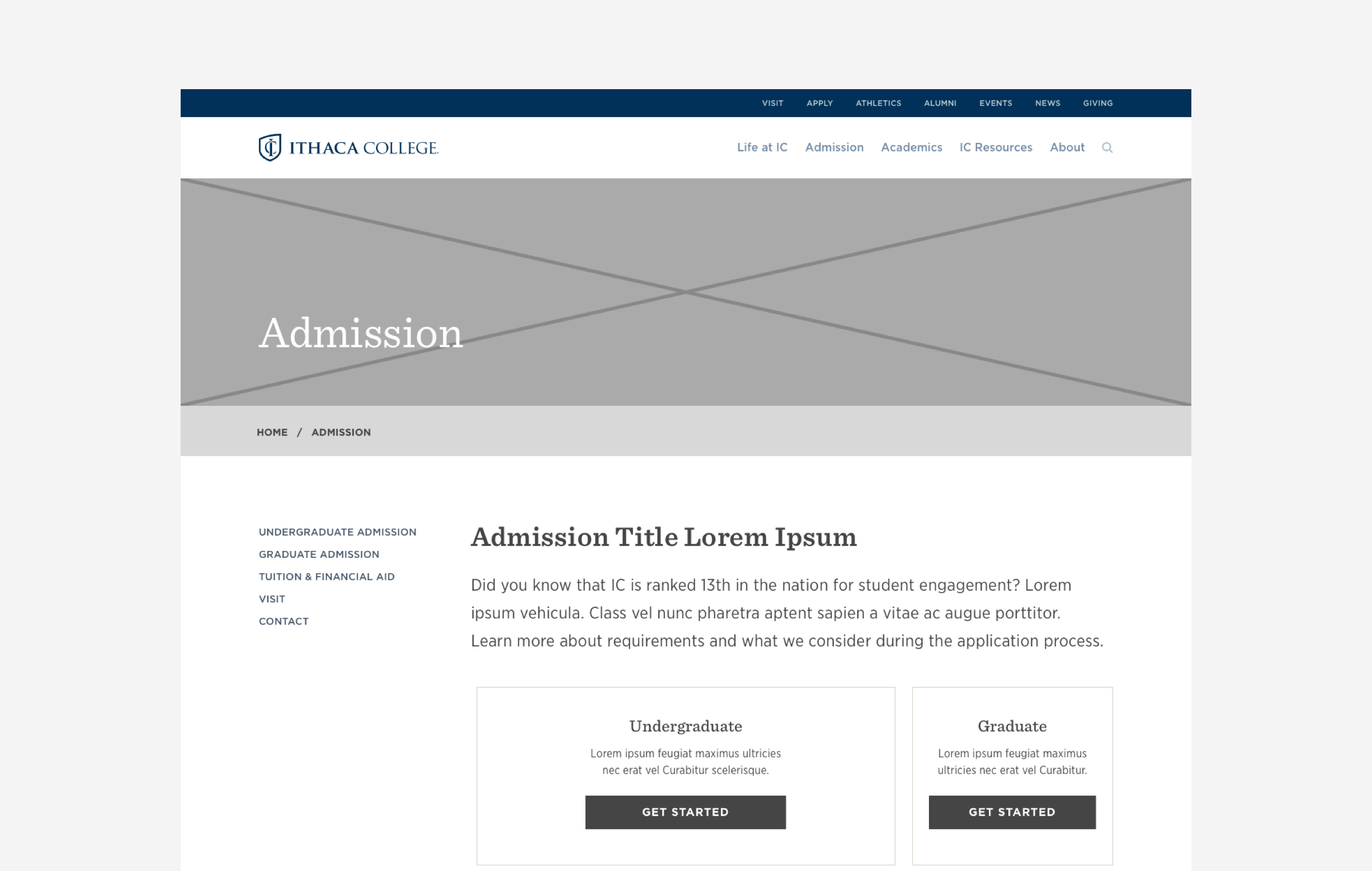 Admission Wireframe